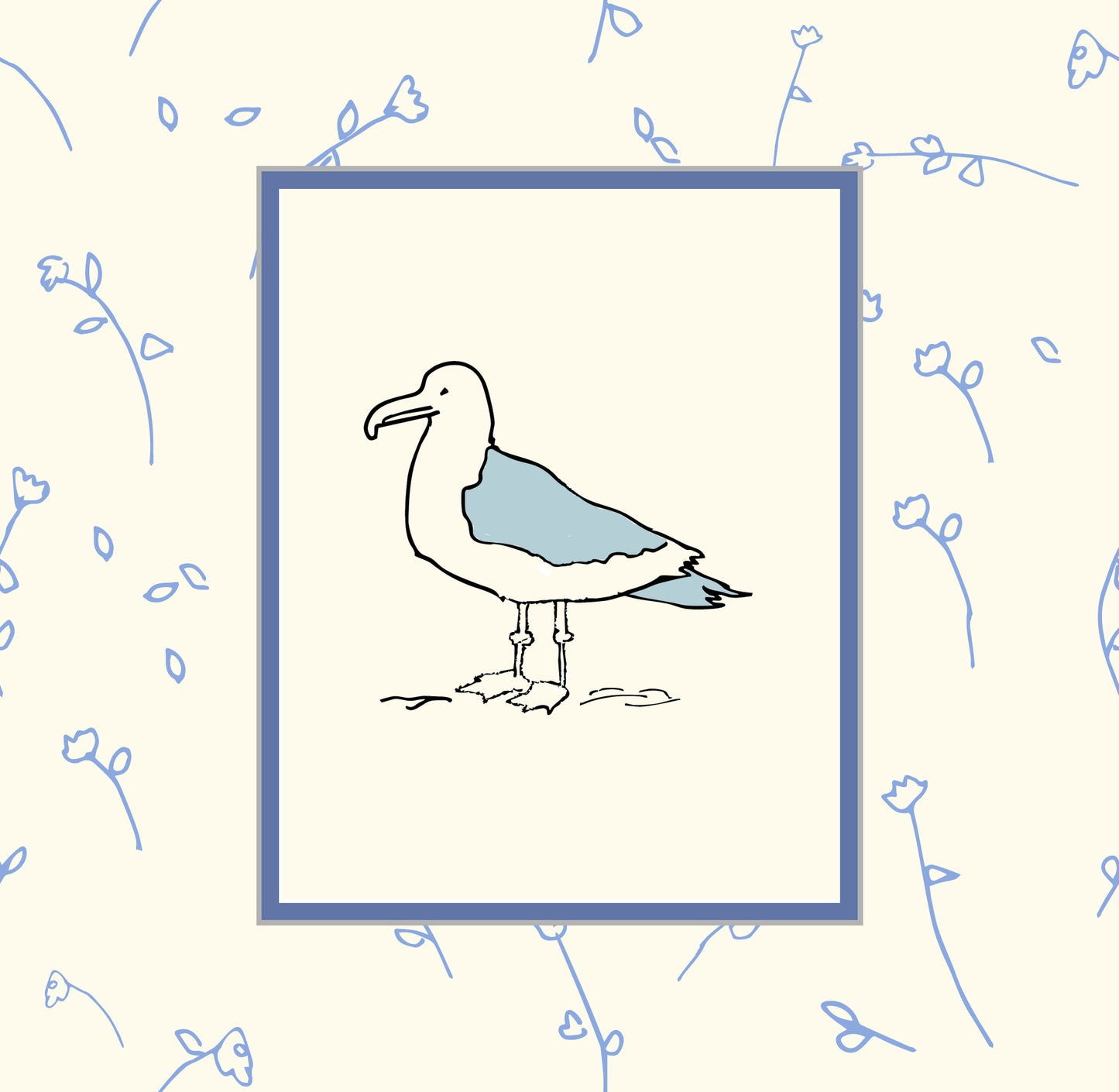 Seagull Friend on Cream Background
