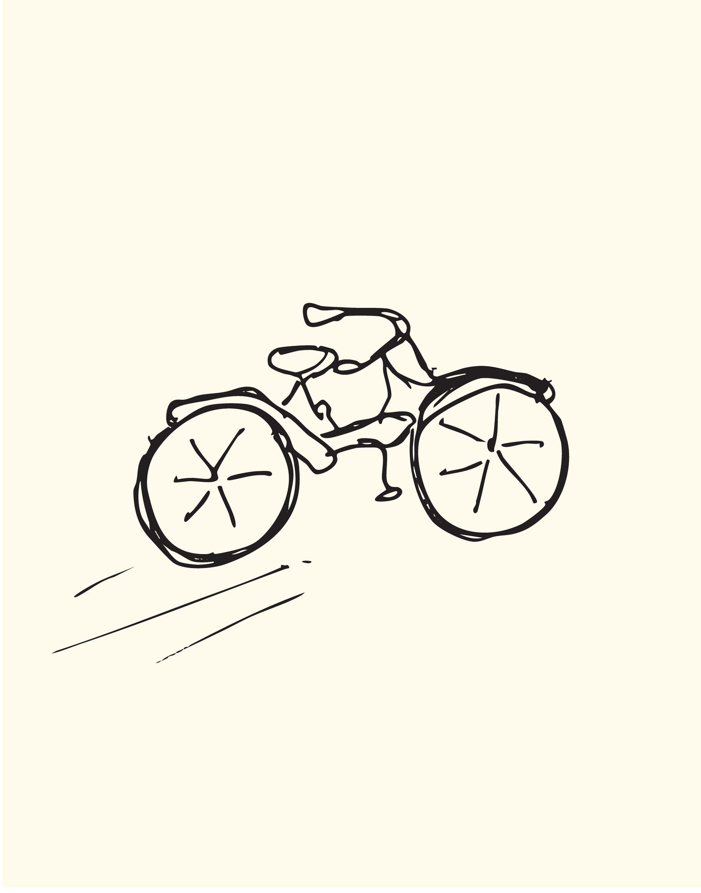 Hand drawn kids bicycle black on white