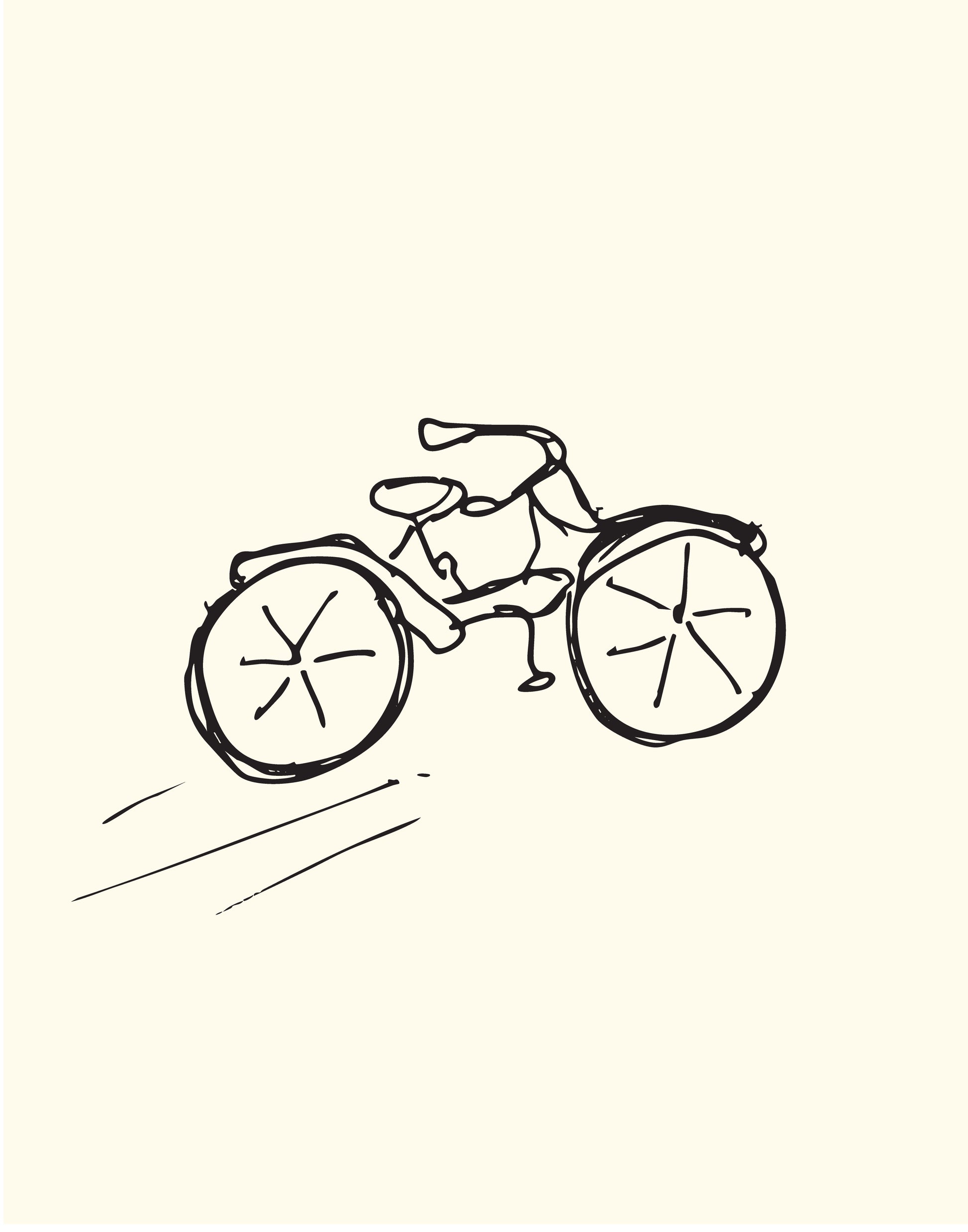 Hand drawn kids bicycle black on white