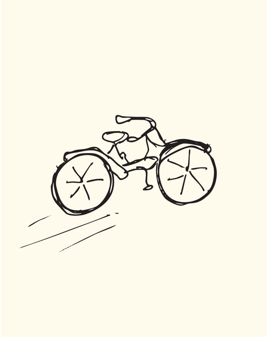 Hand drawn kids bicycle black on white