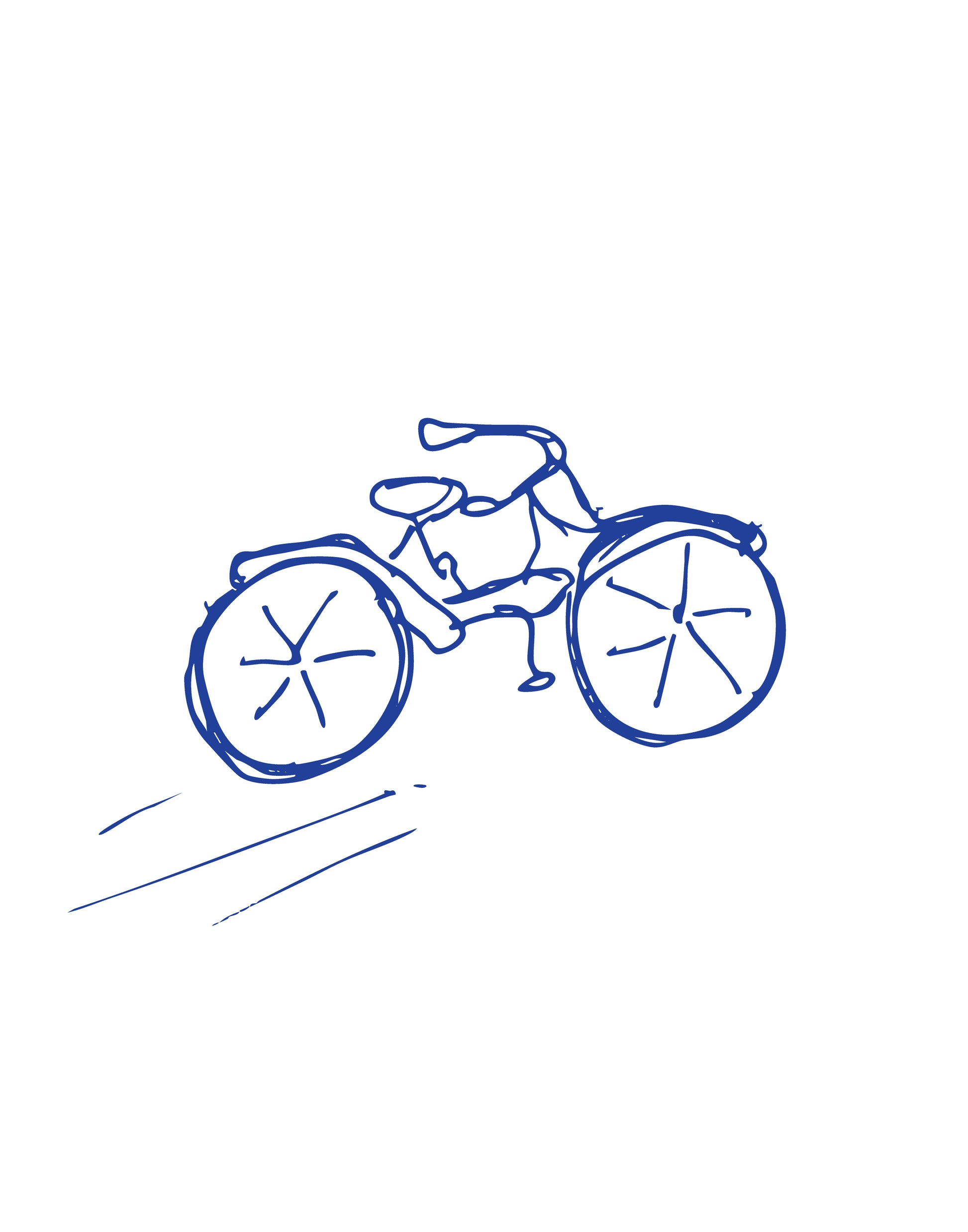 nostalgic hand drawn kids bike navy blue on white