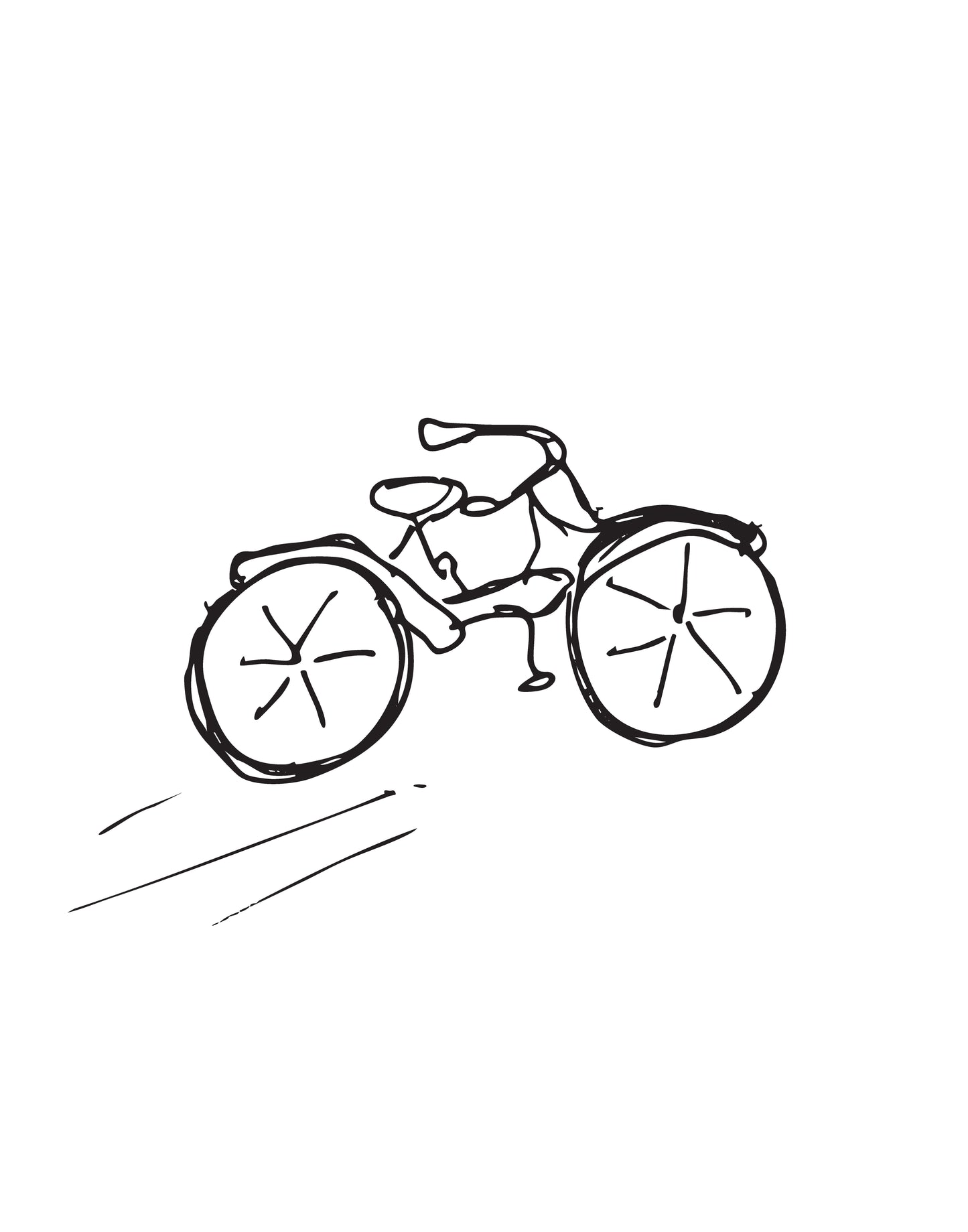 Beloved Bicycle: Nostalgic Hand-Drawn Black on White Art Print