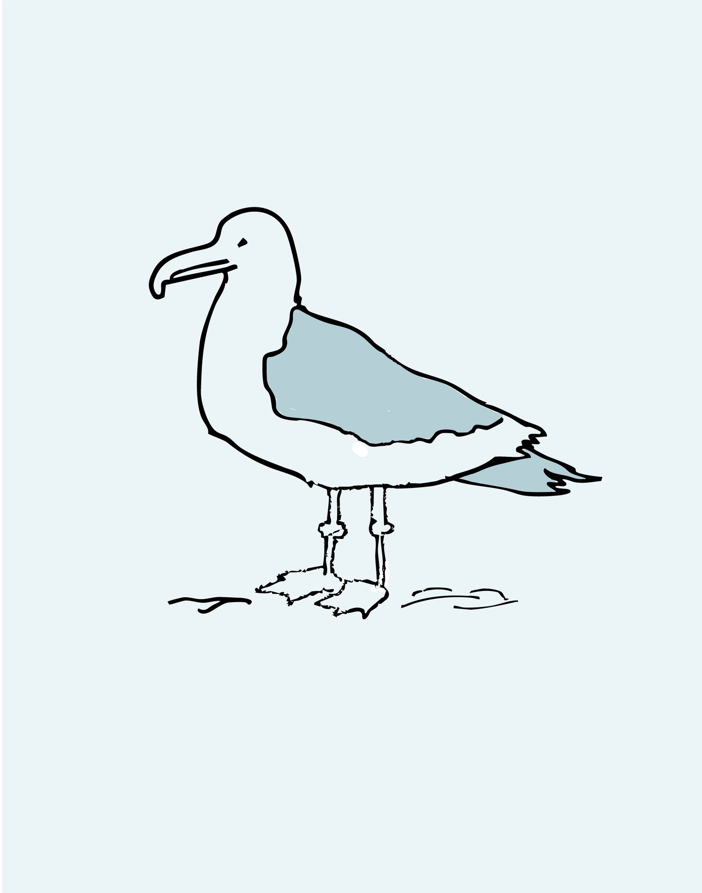 Seagull Friend on Dusty Blue Background