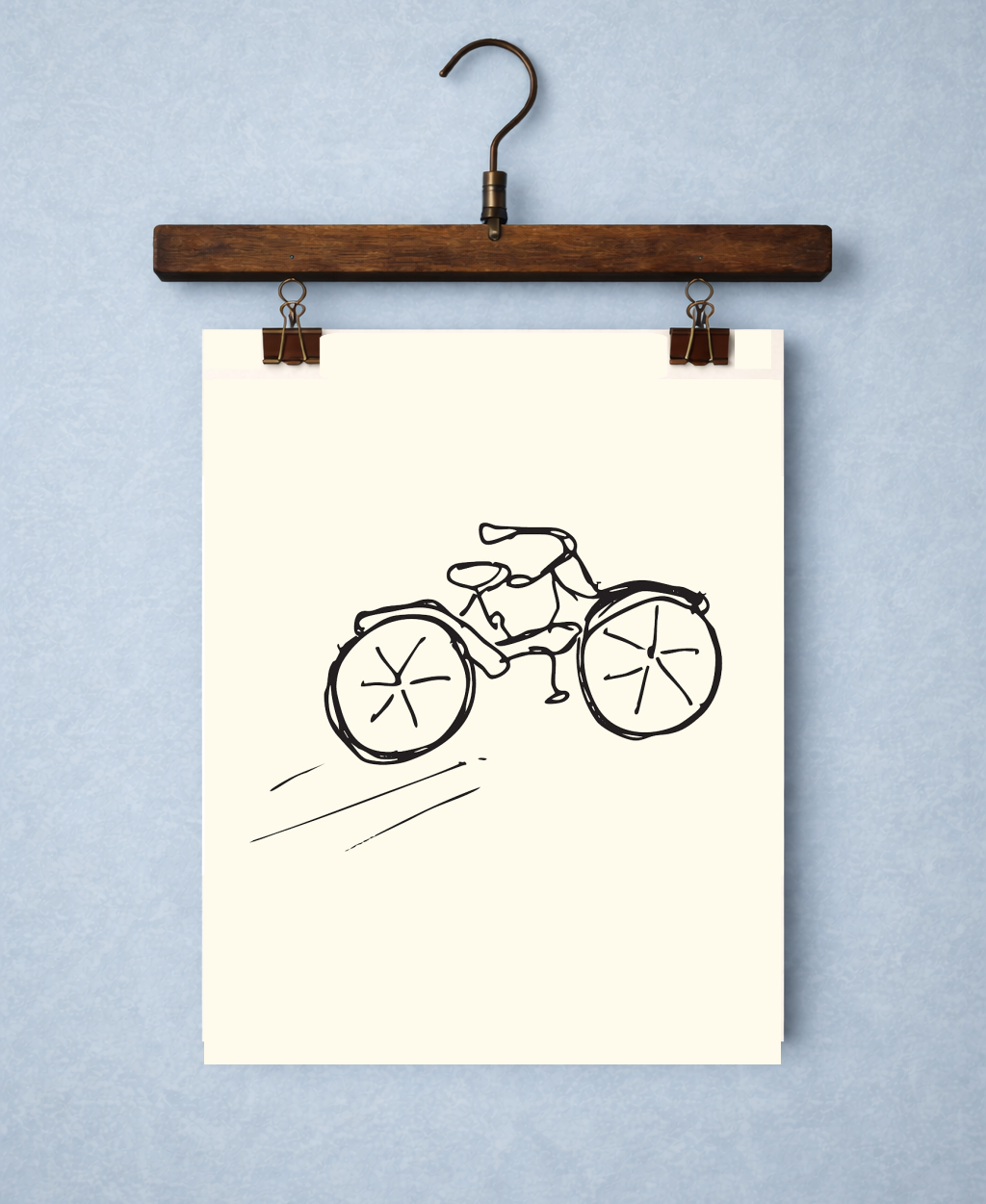 Beloved Bicycle: Nostalgic Hand Drawn Black on Cream Art Print