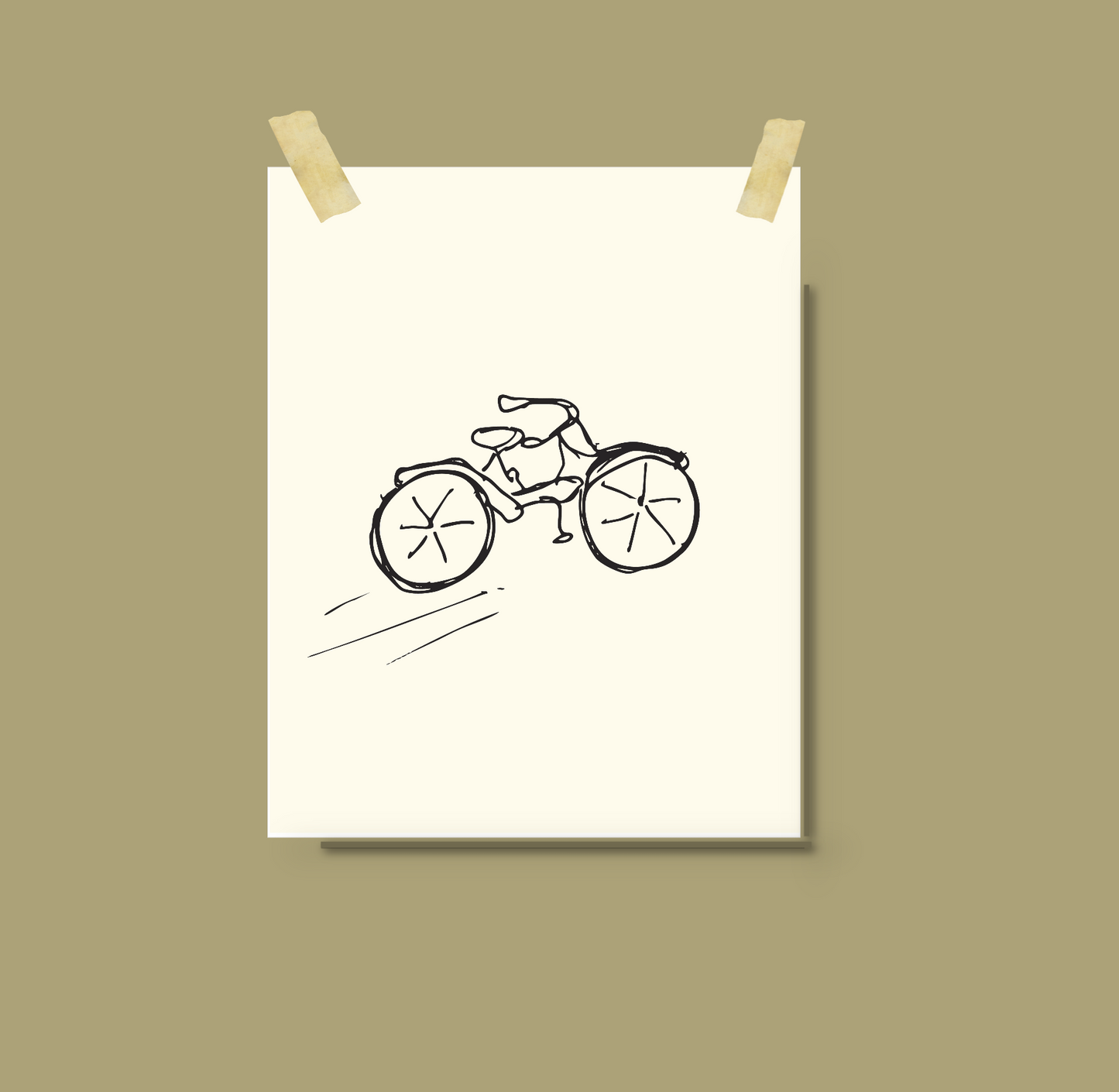 Beloved Bicycle: Nostalgic Hand Drawn Black on Cream Art Print