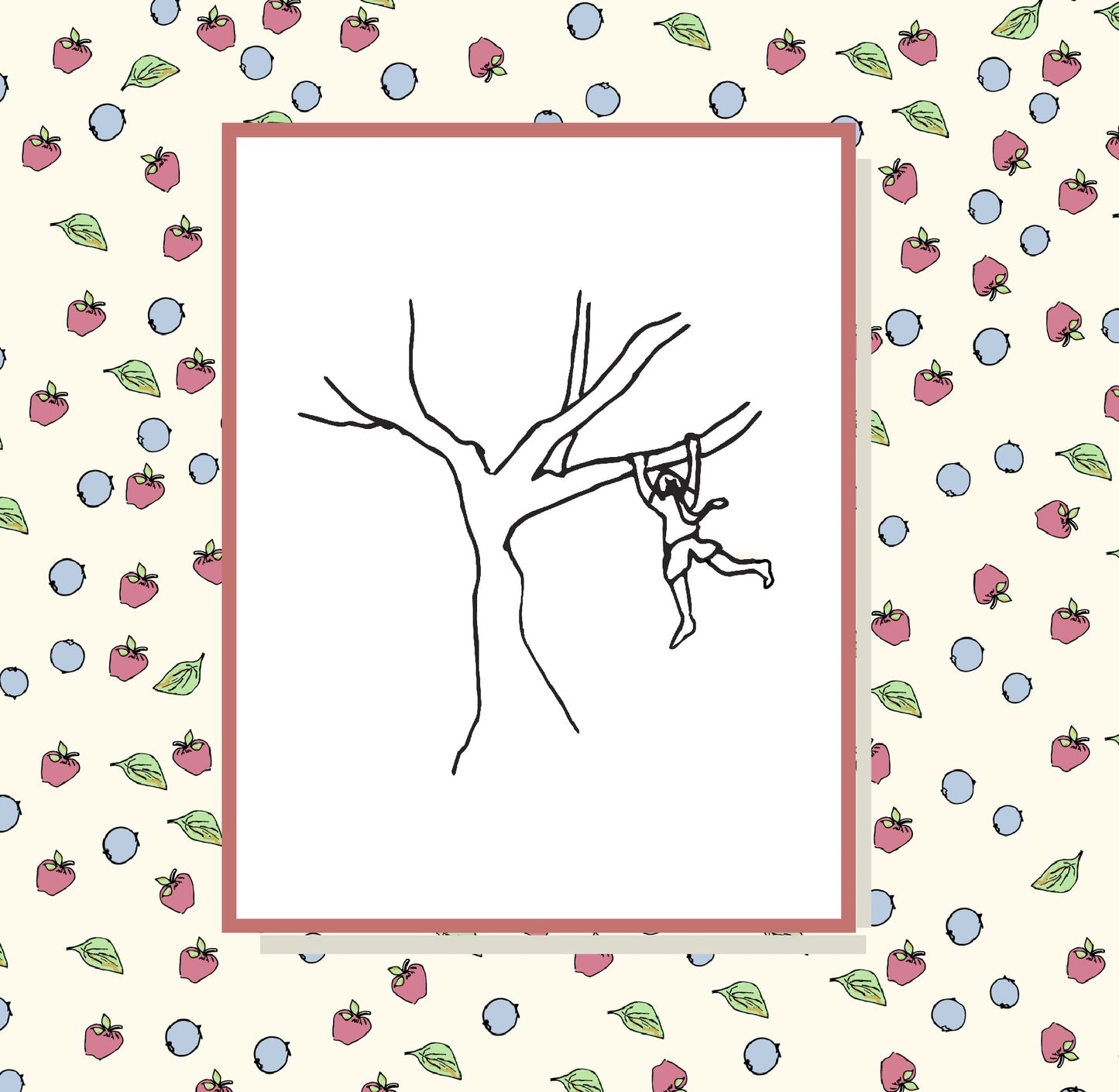 The Girl and Her Tree: Hand-Drawn Black on White Art Print